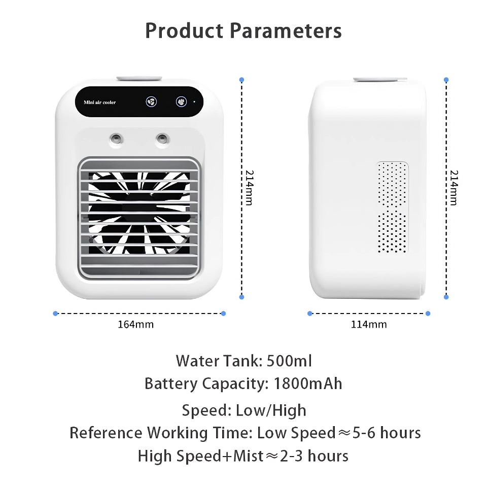 Portable Mini USB Air Cooling Fan with Rechargeable Humidifier