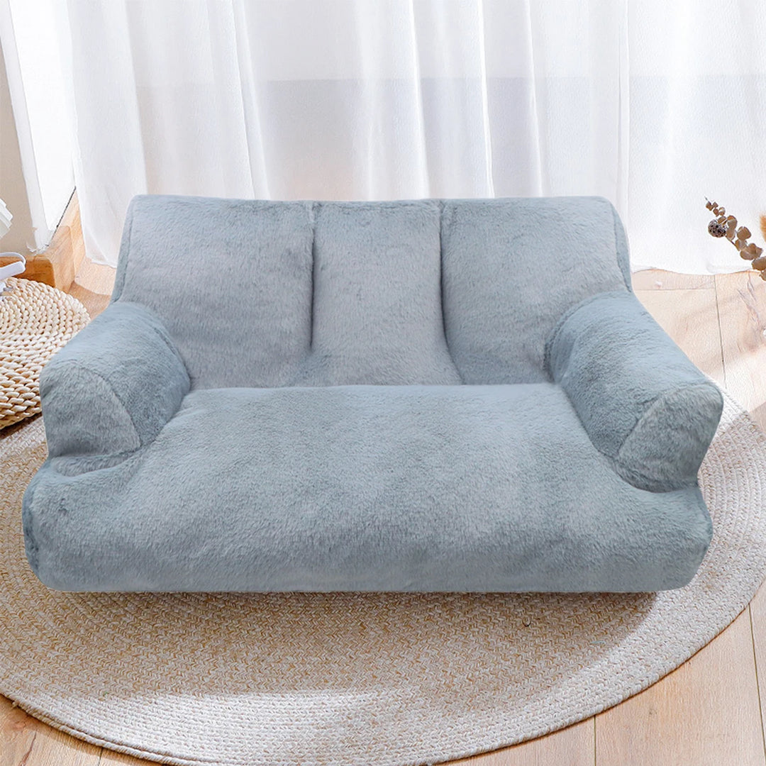 Soft Plush Pet Couch Bed - Washable Cat Sofa for Small Pets