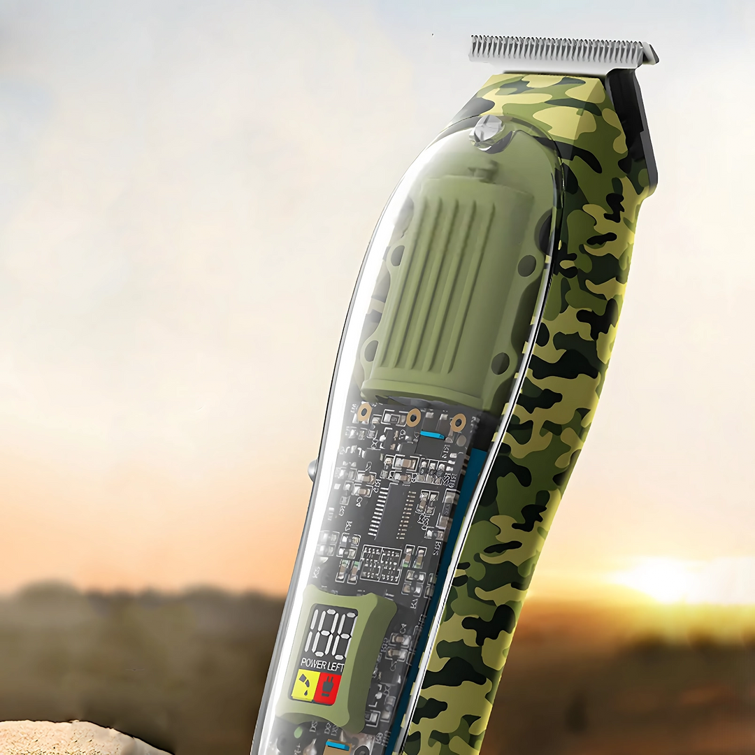 Professional Camouflage Cordless Hair Clipper - Adjustable & Rechargeable