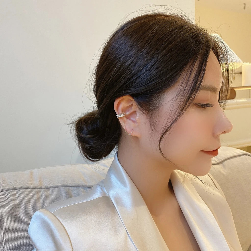 Vintage Korean Stainless Steel Clip-on Hoop Earrings