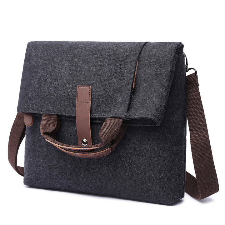 New Men's Casual Fashion Anti-theft Canvas Solid Color Single-shoulder Bag