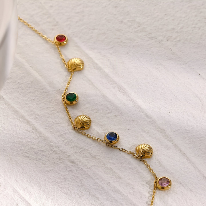 18K Gold Plated Shell Cubic Zirconia Anklet