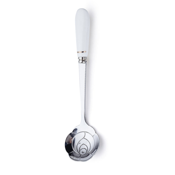 Elegant Mini Stainless Steel Flower Teaspoon with Ceramic Handle