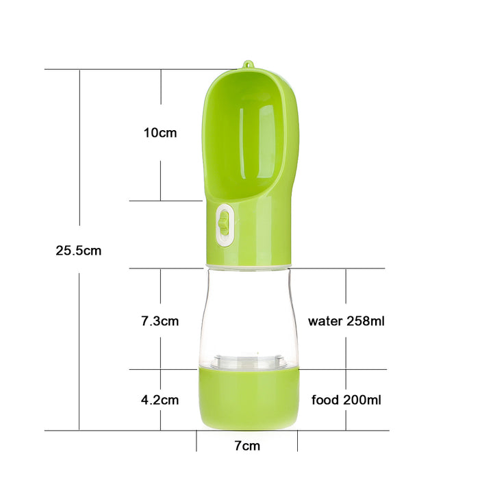 Portable Pet Water Bottle with Integrated Food Bowl