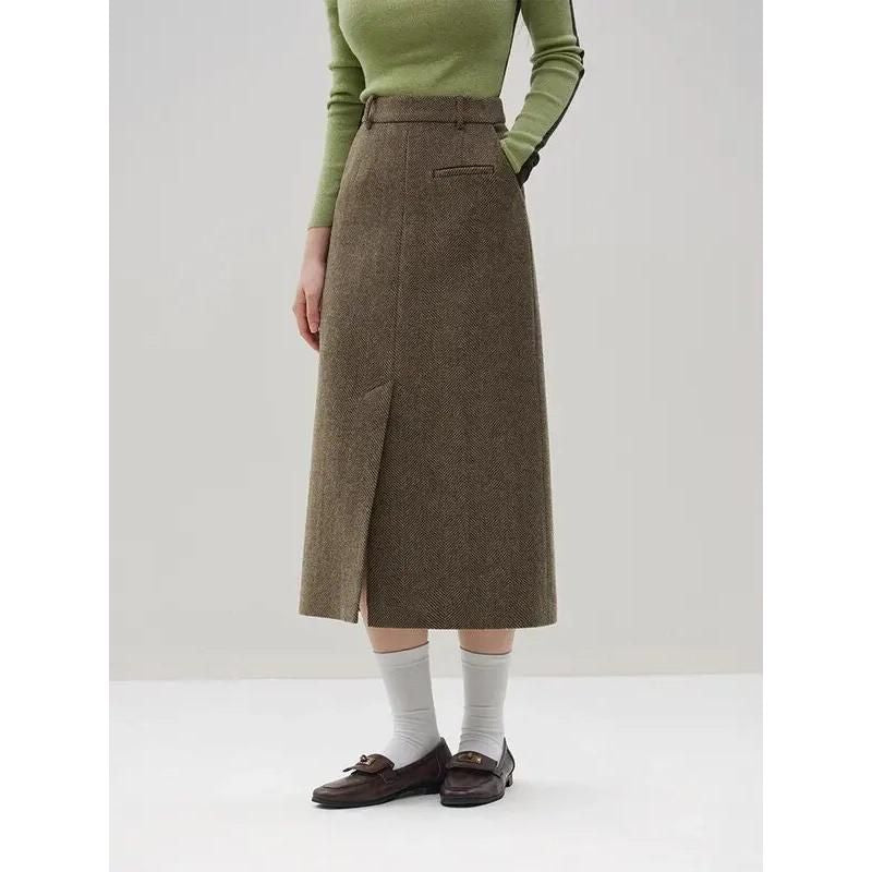 Elegant Wool Blazer Skirt Set for Women