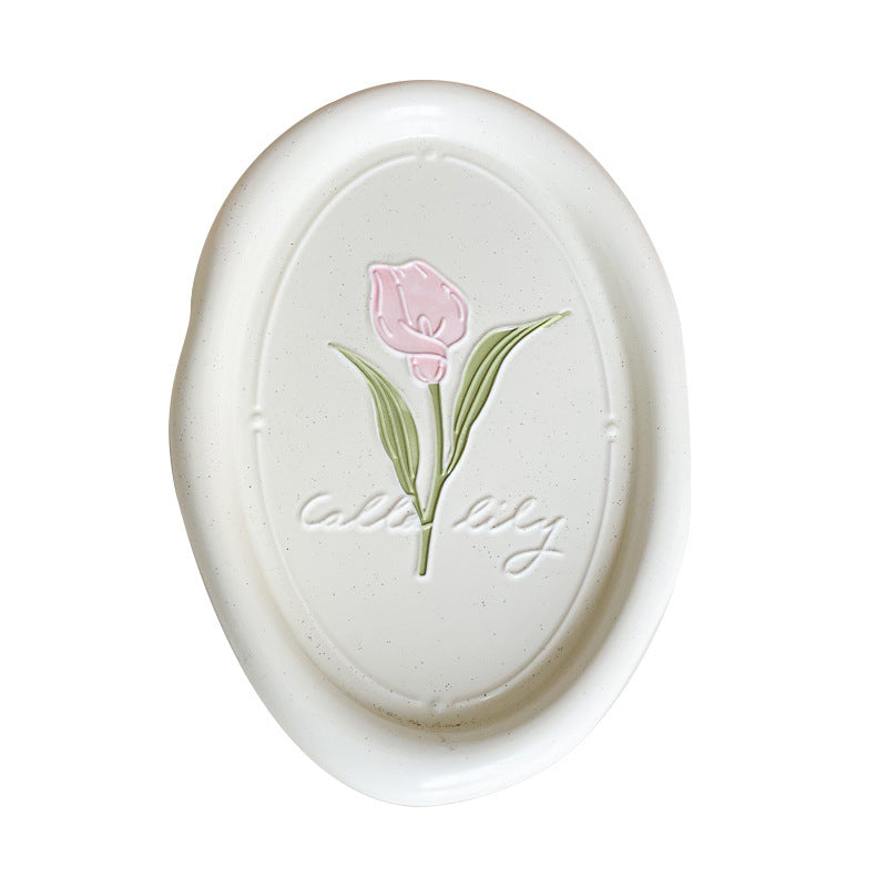 Common Calla Tulip French Relief Ceramic Plate Tableware