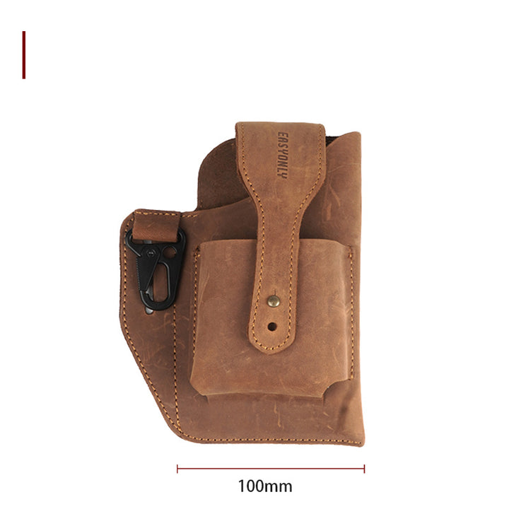 Men's Dual Mobile Phone Bag Hanging Waist   Outdoor Construction Site Leather Belt Cover