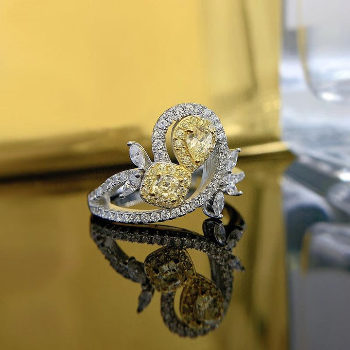 925 Silver Simple Yellow Diamond Ring Fashion - Trendha