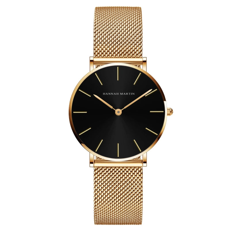 36mm Rose Gold Minimalist Women's Quartz Watch with Waterproof Design