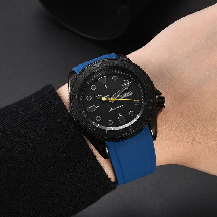 Men's Three-pin Multi-functional Silicone Band Quartz Watch