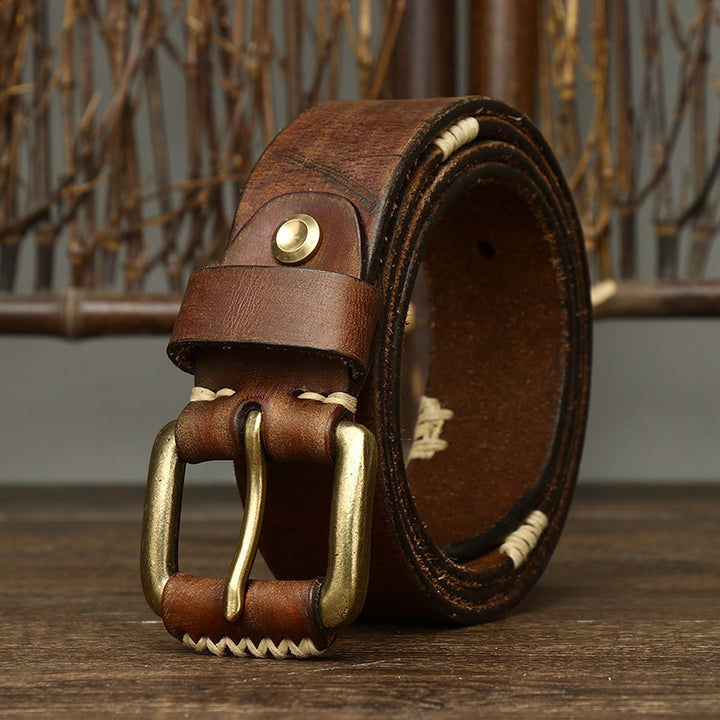 Handmade Retro First Layer Cow Leather Belt