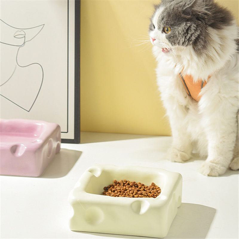 Cheese-Shaped Ceramic Pet Bowl