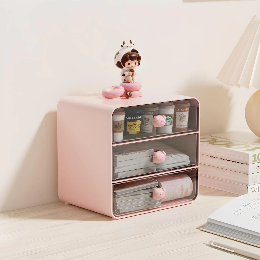 Clear Acrylic Desk Organizer with 3 Pull-Out Drawers