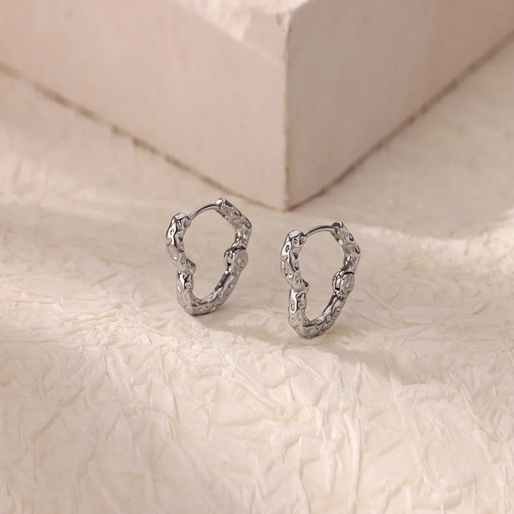 Gold Heart Hoop Earrings - Minimalist Stainless Steel Jewelry