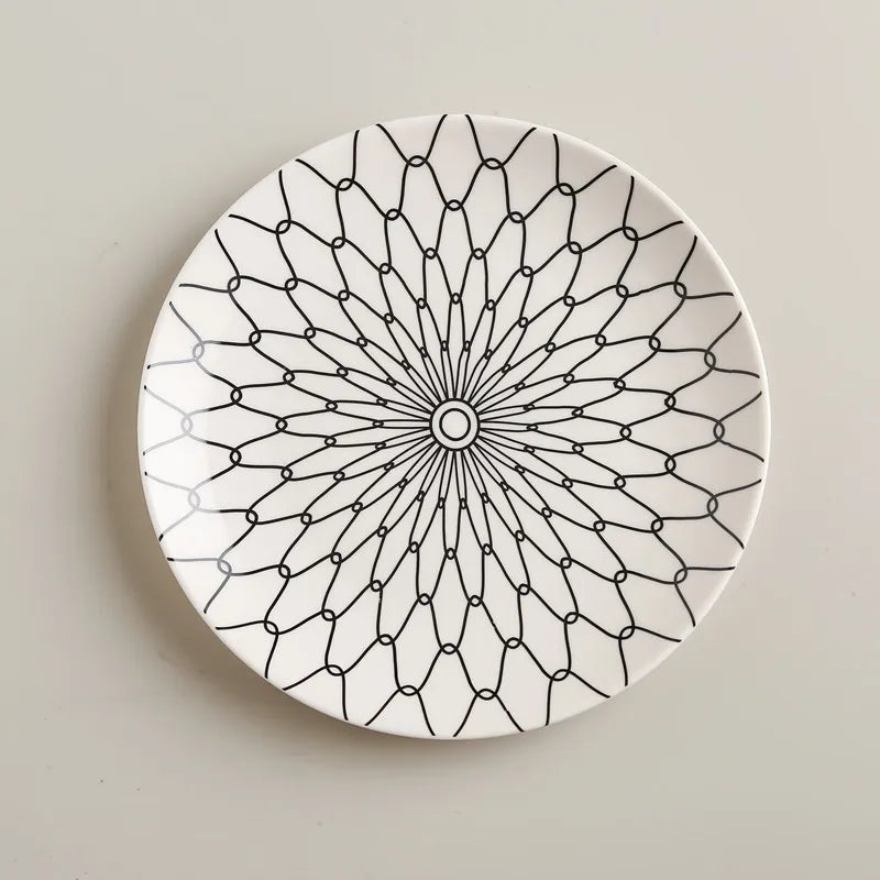 Geometric Pattern Ceramic Dinner Plate Set