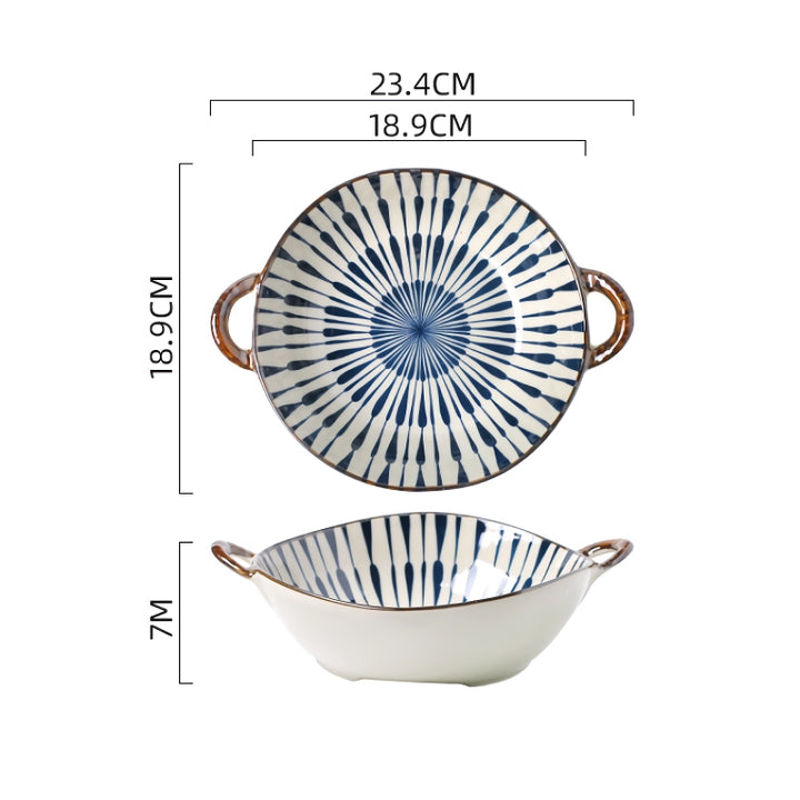 Ceramic Noodle and Soup Bowl with Handle