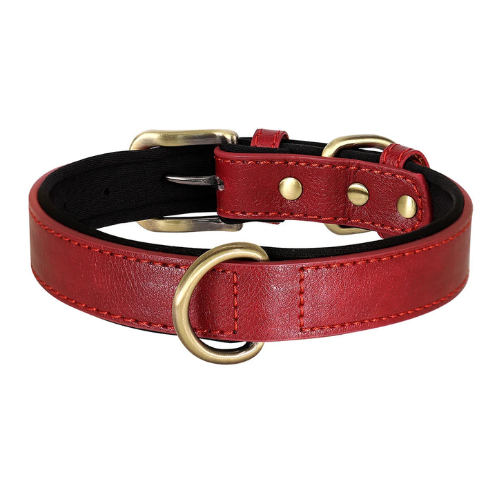 Soft Padded PU Leather Dog Collar