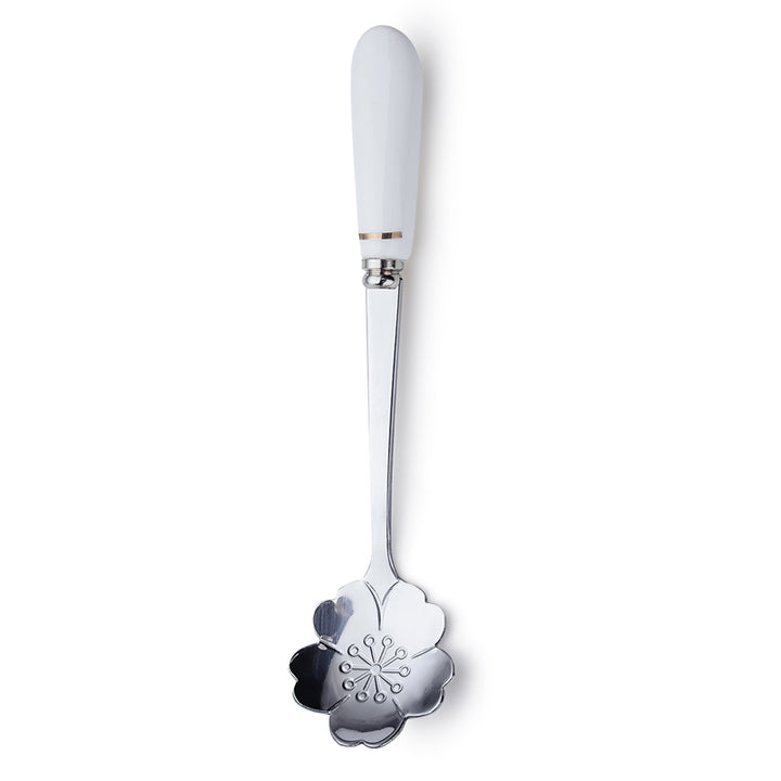 Elegant Mini Stainless Steel Flower Teaspoon with Ceramic Handle