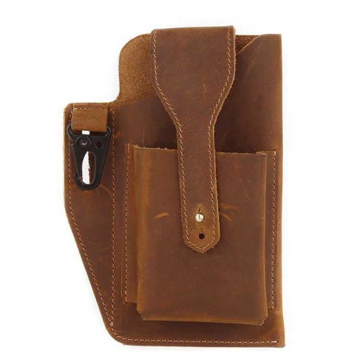 Leather Phone Bag Men's Leather Belt Pockets