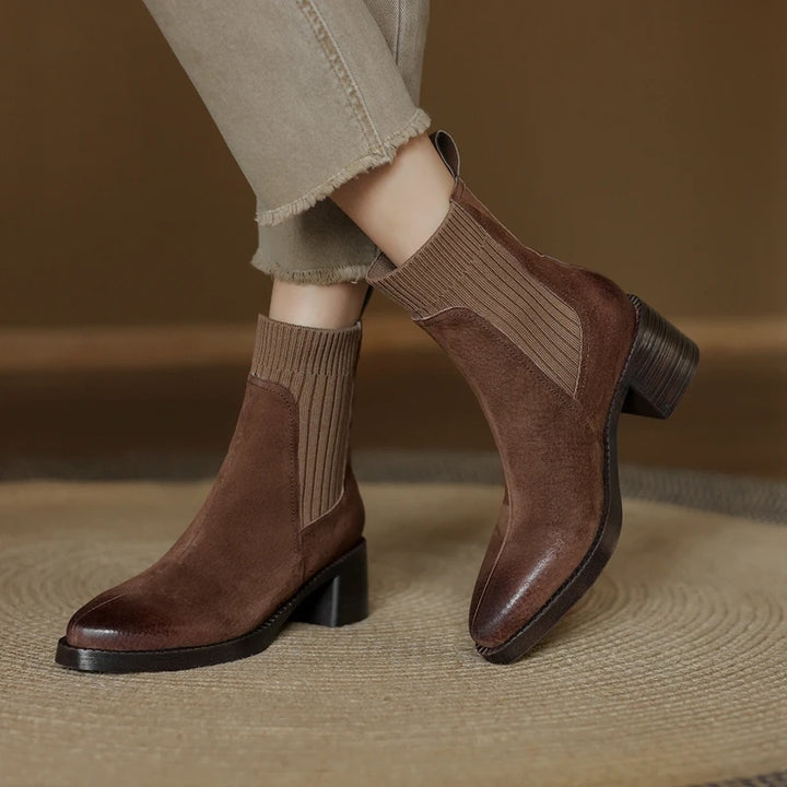 Genuine Leather Autumn Ankle Boots for Women