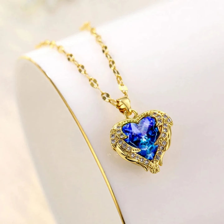 Golden Ocean Heart Titanium Steel Necklace