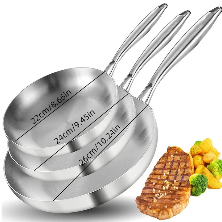 3PCS Stainless Steel Frying Pan Set