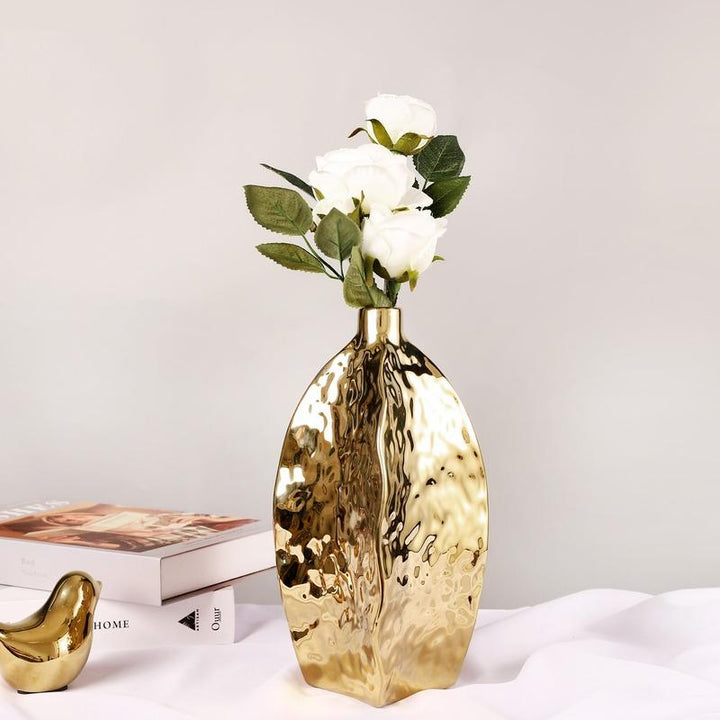 Ceramic Electroplated Gold Vase for Elegant Flower Arrangements - Modern Home Decor