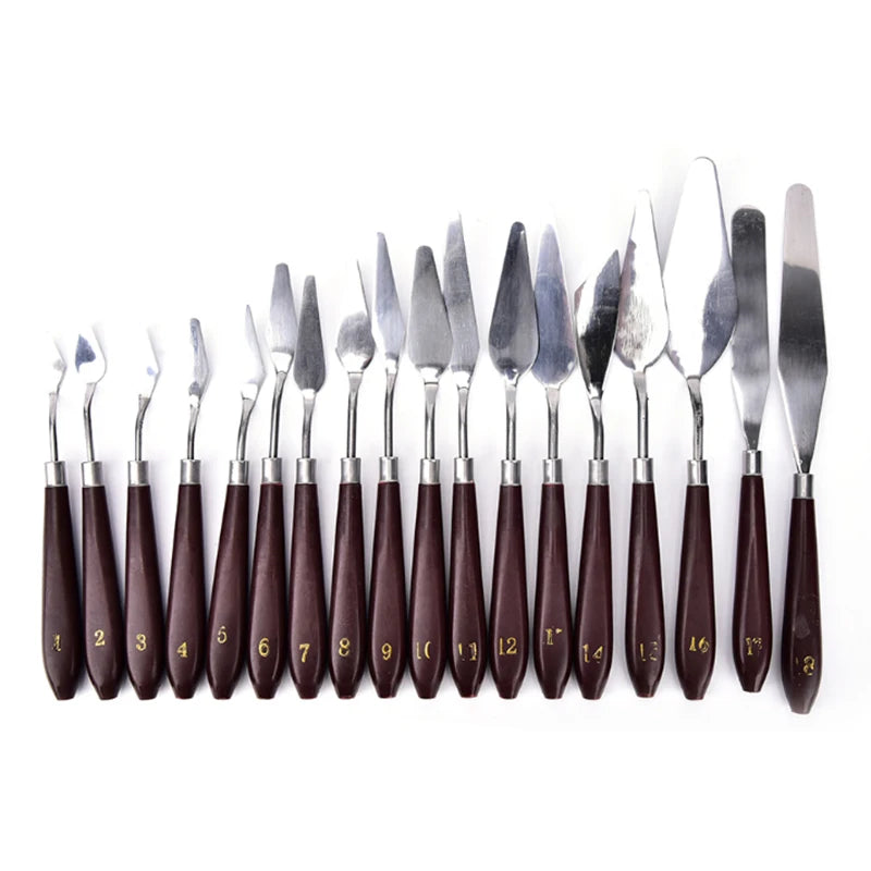 18-Piece Stainless Steel Palette Knife Set for Oil Painting