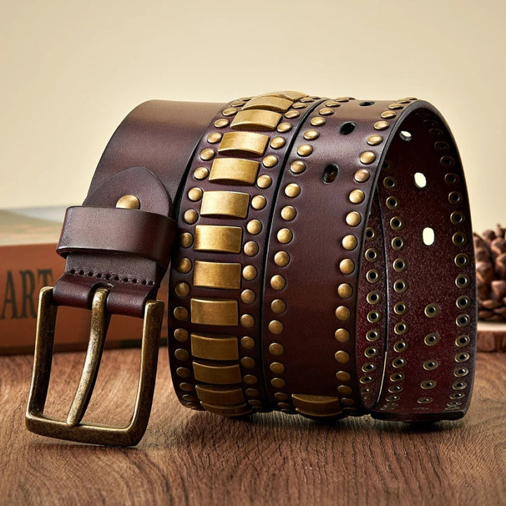 Punk Rock Rivet Studded Belts with Geometry Pattern