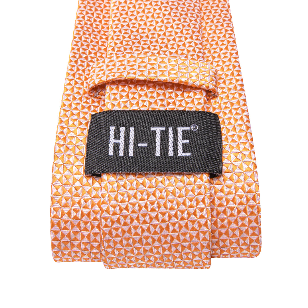 Elegant Orange Silk Men's Necktie Set