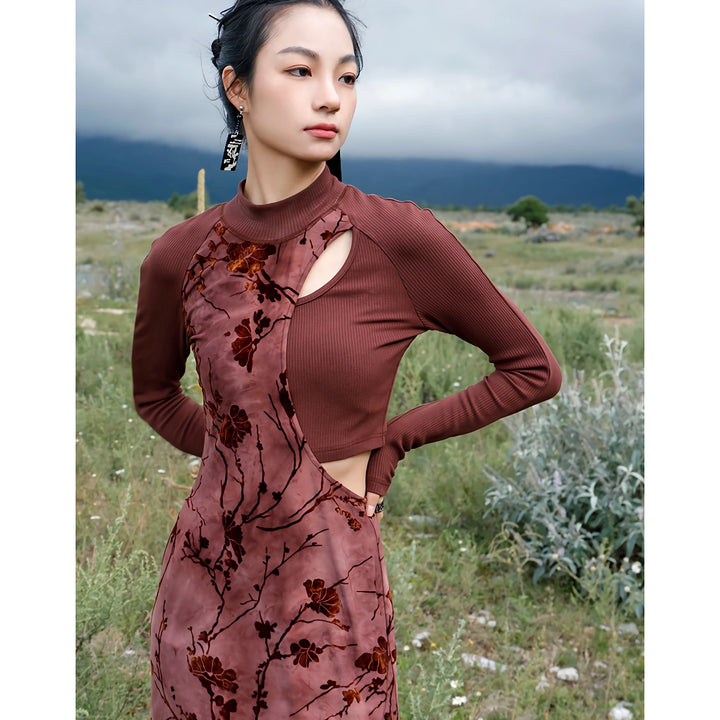 Elegant Autumn Tie-Dye Knitted Dress