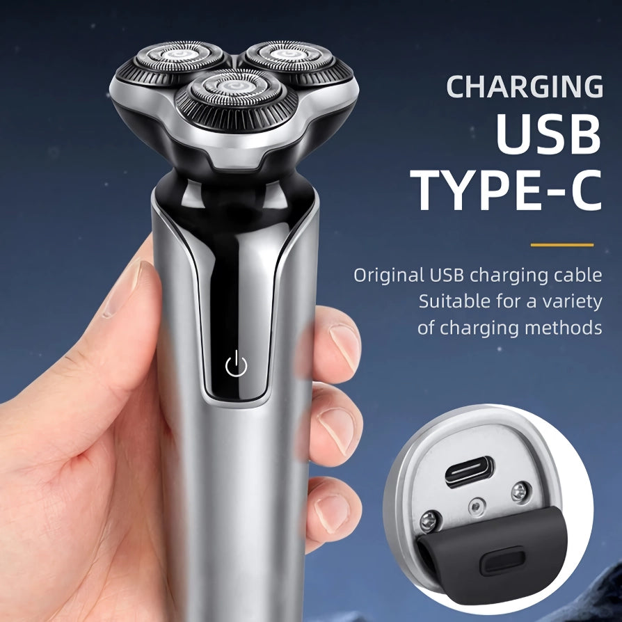 Triple Blade Electric Shaver for Men - Dry & Wet Shaving, USB Rechargeable