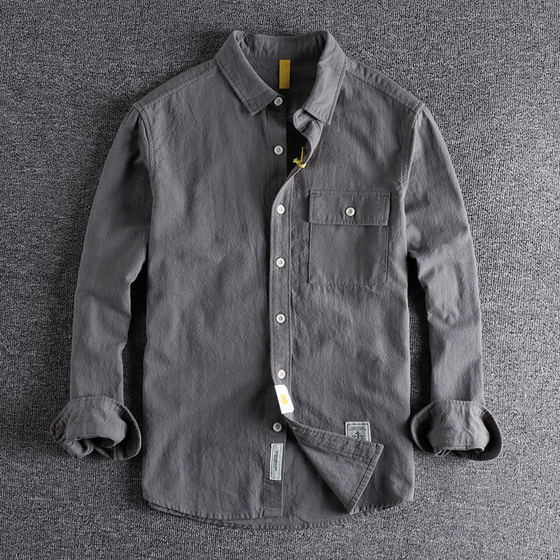 New Retro Washed Texture Long-sleeved Shirt For Men