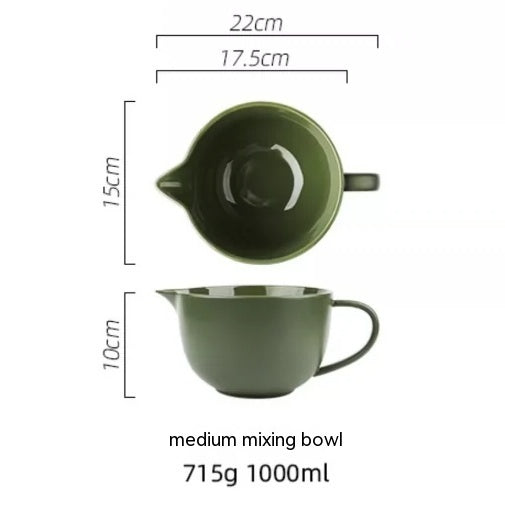 Ceramic Mixing Bowl Egg Beating Handle Baking At Home Pointed Drainage