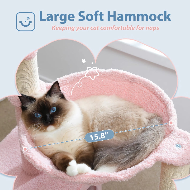 Flower Cat Tree with Large Hammock & Sisal Scratching Posts