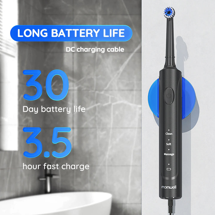 Rotating Electric Toothbrush with 4 Replacement Heads