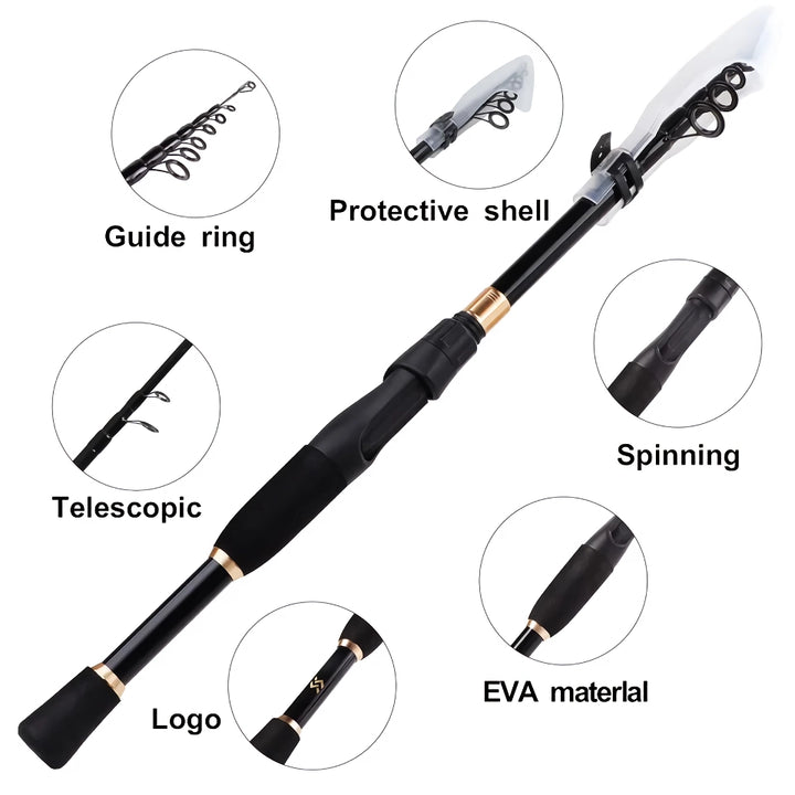 Ultralight Telescopic Spinning Fishing Rod - Carbon Fiber