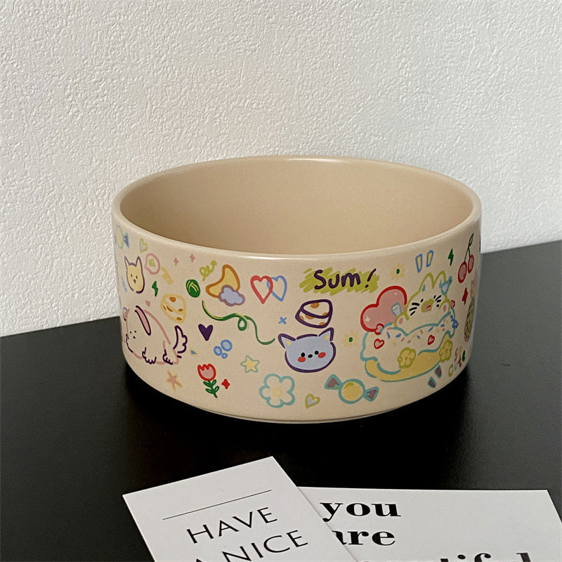 Graffiti Ceramic Double Pet Bowl