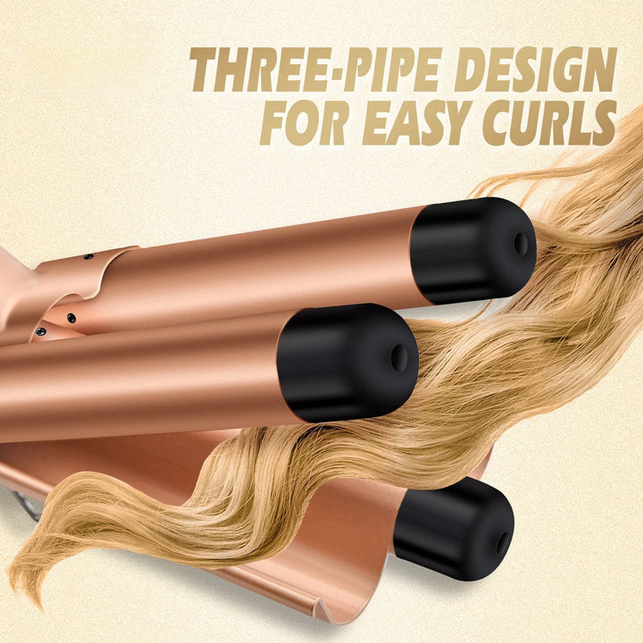 3 Barrel Hair Curler with Adjustable Temperature