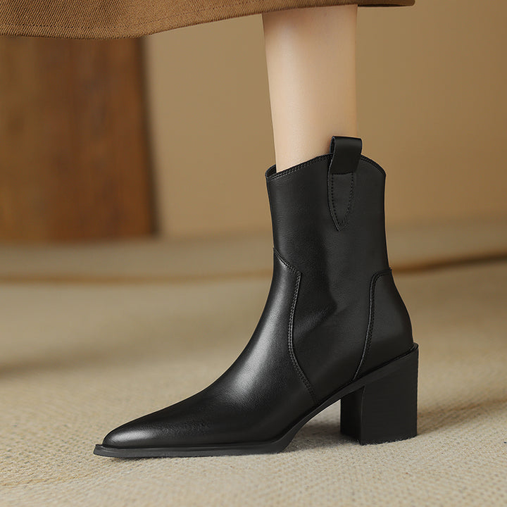 Autumn Women's Pointed Toe Chunky Heel Chelsea Boots