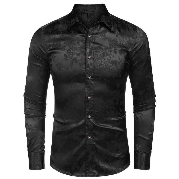 Men's Silk Satin Dress Shirt