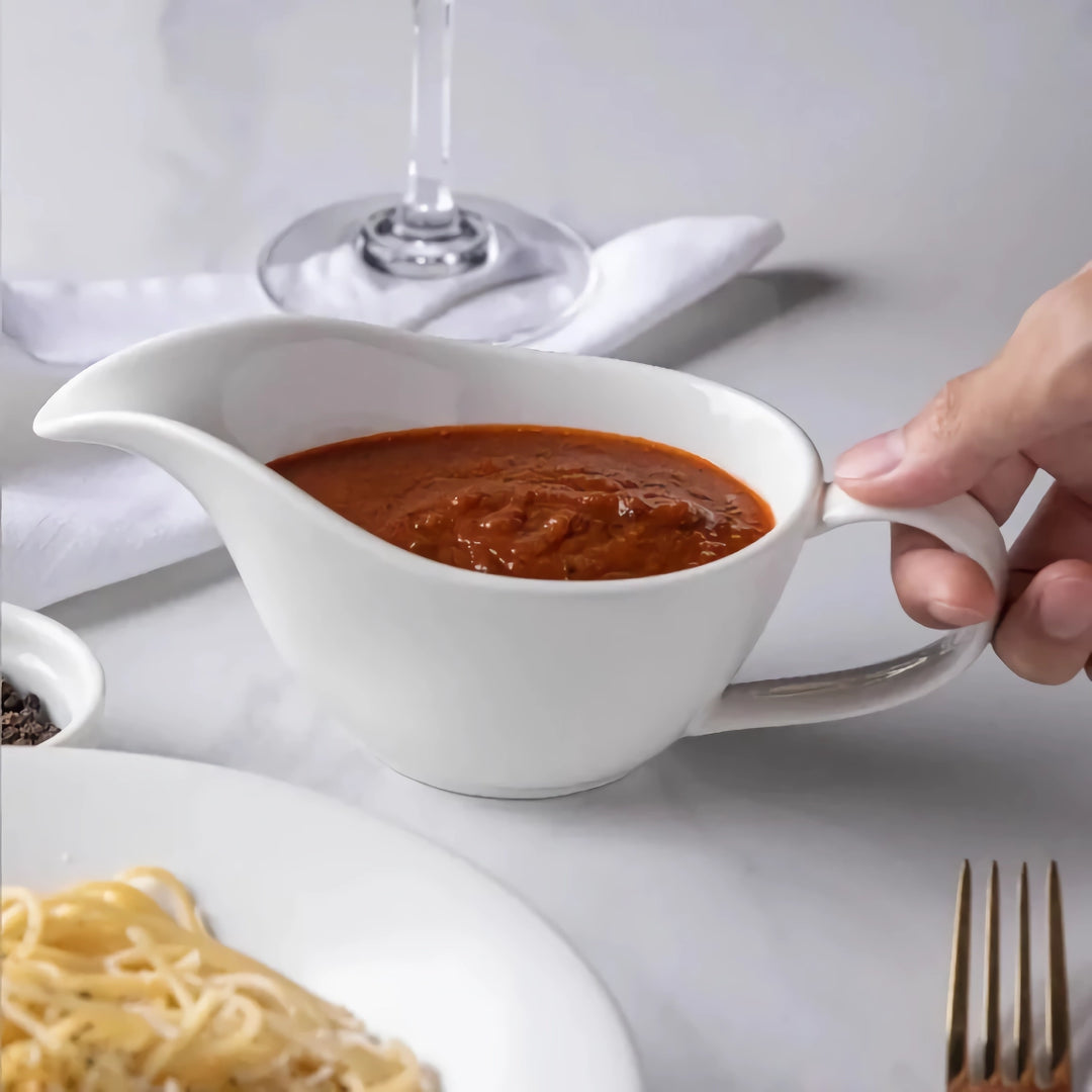 Elegant Ceramic Gravy Boat for Sauces and Dressings - 220ml