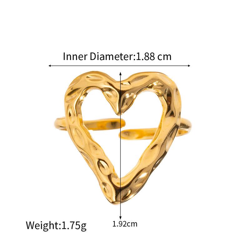 Exquisite Heart Hollow Adjustable Stainless Steel Ring