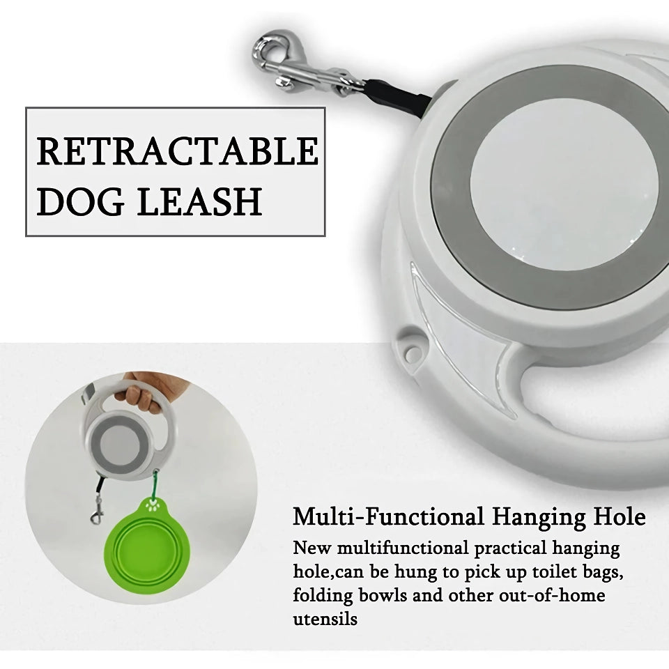 5m Retractable Dog Leash with Anti-Slip Handle and One-Handed Brake for Small to Medium Dogs