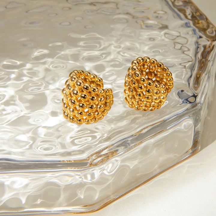 18K PVD Plated Honeycomb Shaped Ear Clips