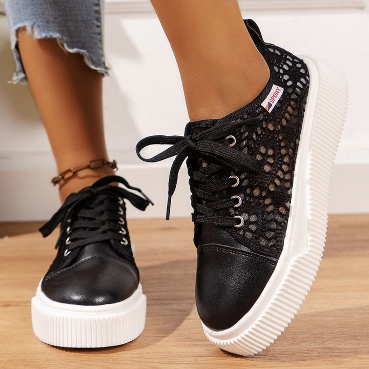 Fashion Lace-up Hollow Breathable Thick-soled Casual Shoes