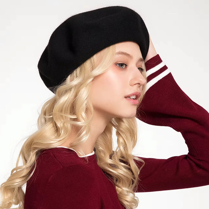 Solid Wool Knitted Beret