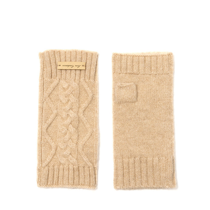 Women's New Pure Cashmere Cable Half Finger Gloves