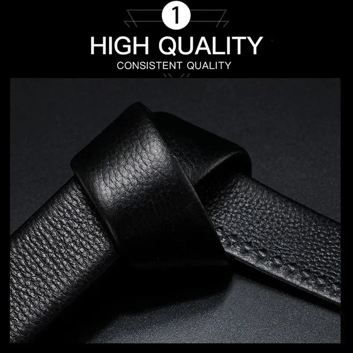 High-Quality Men's Leather Belt with Automatic Metal Buckle