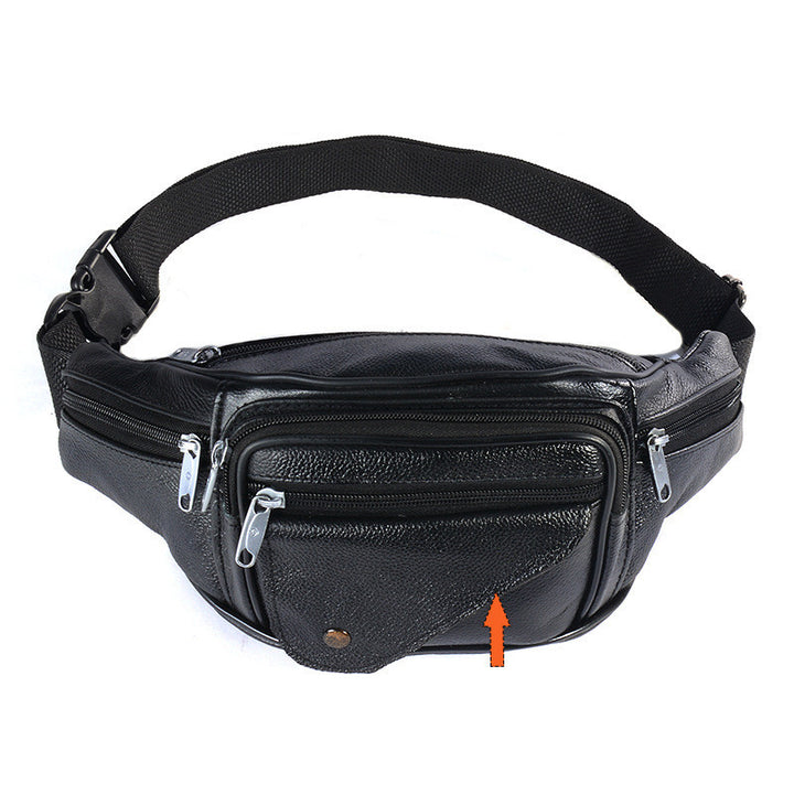 Men's Leather Multifunctional Casual Outdoor Large-capacity Diagonal Waist Bag